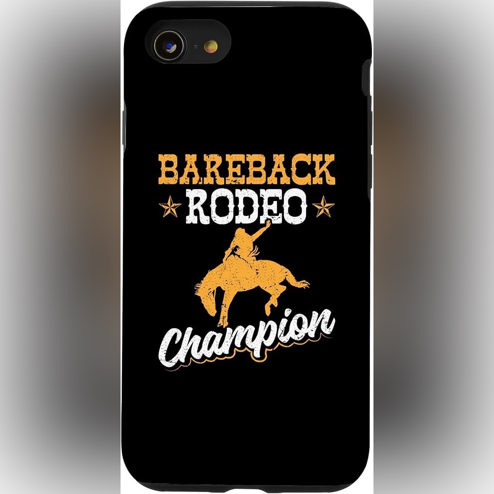 iPhone SE/7/8 Glossy Black Bareback Rodeo Champion Bronc Phone Case